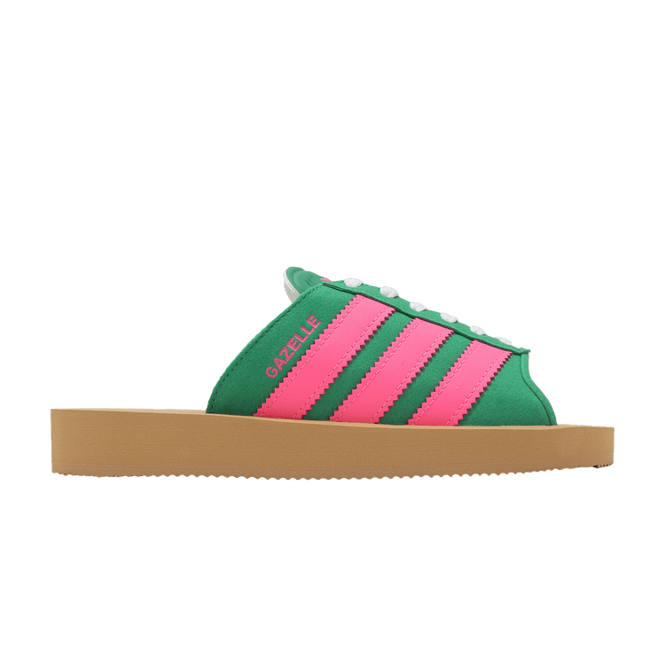 Adidas Wmns Gazelle Beach Slides 'Court Green Lucid Pink'